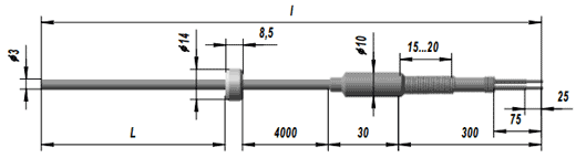 Габаритные размеры термоэлектрического преобразователя ТХК 9902
