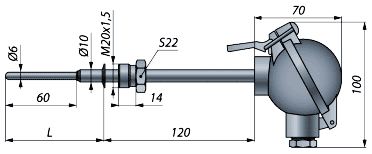 Термопреобразователь сопротивления ТС-1088/6 (для Ø6 мм, подвижный штуцер)