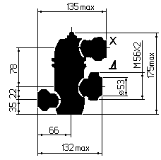 Габаритные и установочные размеры регулятора РТП-32-2М, Исполнение 2