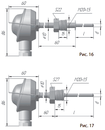 Конструктивное исполнение и технические характеристики ТСП 1107, ТСМ 1107 (рисунок 16, 17)