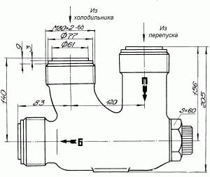 Габаритные и присоединительные размеры терморегулятора РТП50-70