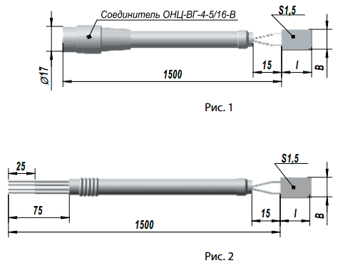 Габаритные размеры поверхностного платинового и медного термопреобразователя сопротивления ТСП 9715, ТСМ 9715