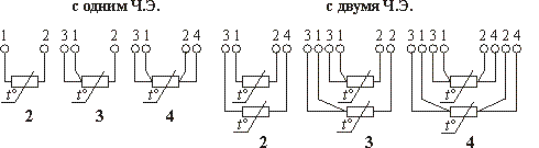Схема соединений внутренних проводников термопреобразователя сопротивления ТС004