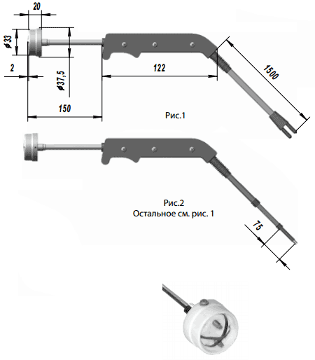 Габаритные размеры термоэлектрического преобразователя (термопары) ТХА 9713