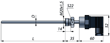 Термометр сопротивления ТС-1288/5 (для Ø 6 мм) - приваренный штуцер