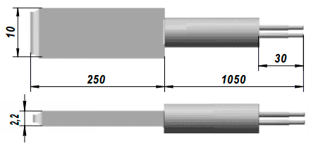 Габаритные размеры платинового и медного термопреобразователя сопротивления ТСП 9501, ТСМ 9501