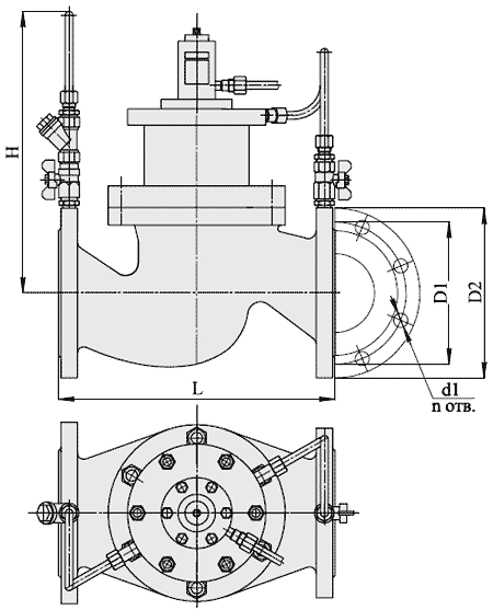Габаритные размеры регулятора АРТ-86 (Ду 65-200 мм)