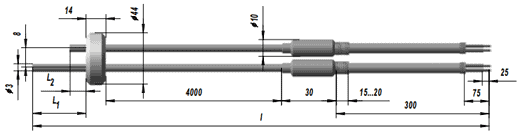Габаритные размеры термоэлектрического преобразователя ТХК 9901